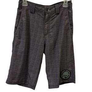 Metal Mulisha The Deuce II Black Gray Checkered Print Board Shorts Boys Large